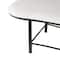 60.25" White Fabric Abstract Upholstered Oval Home Bench with Black Metal Frame & Rope Rod Backrest